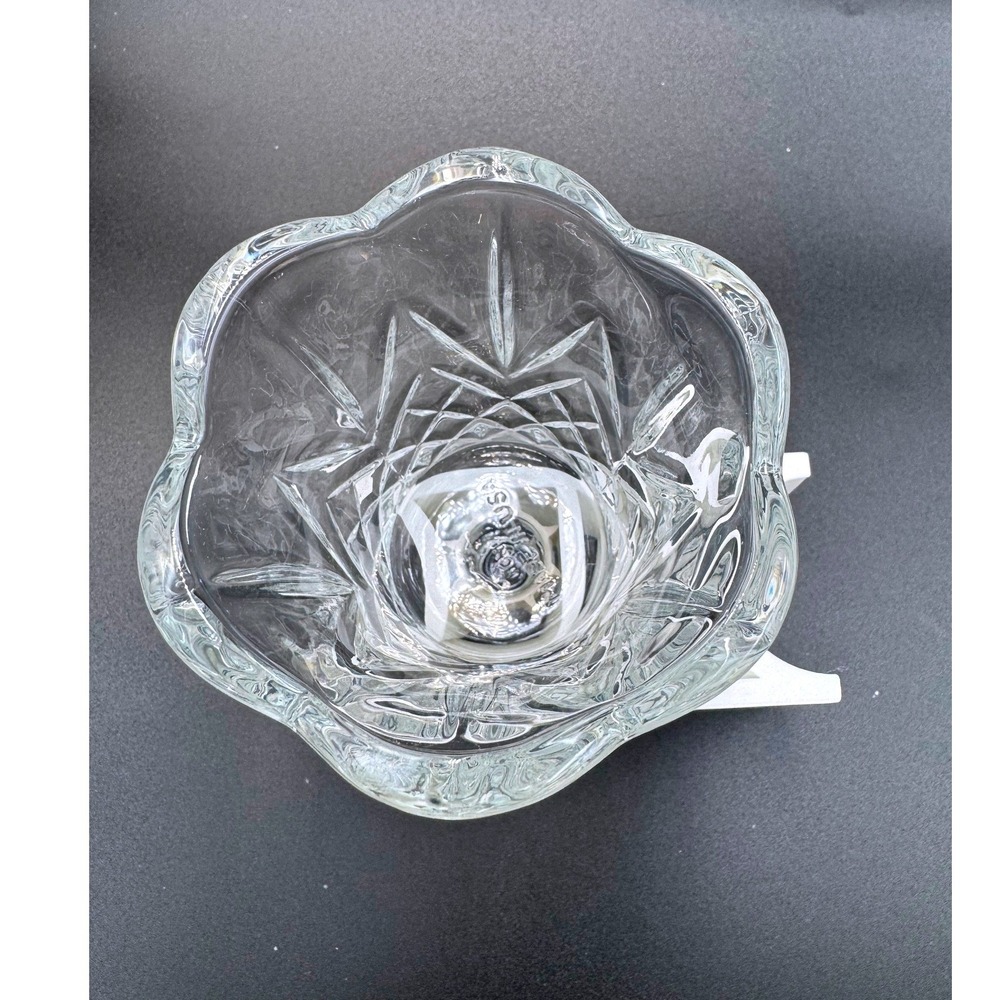 Home Interiors Clear Glass Diamond Cut Scalloped Peg Votive Candle Holder Cup